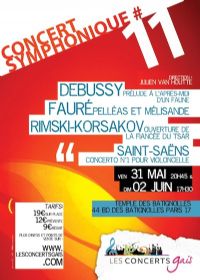 Les concerts Gais en Concerts Symphoniques. Le vendredi 31 mai 2013 à PARIS17. Paris.  20H45